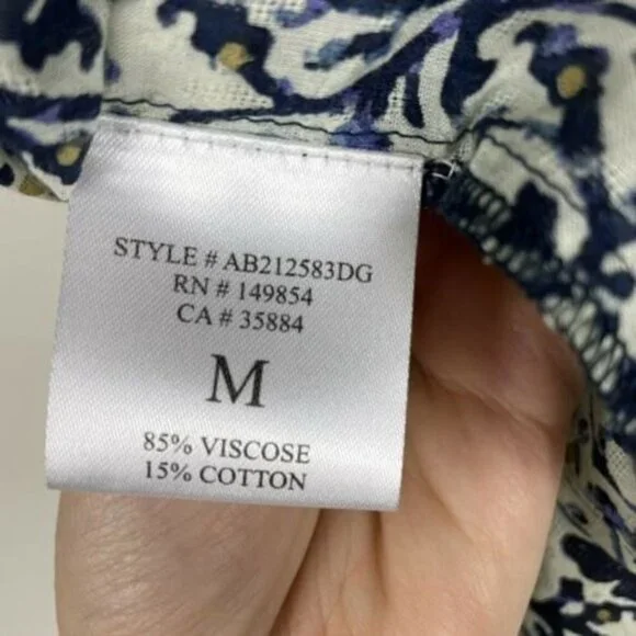 Sadie and Sage Peasant Off Shoulder Top Size Medium Blue Cream Pullover … - Picture 4 of 6